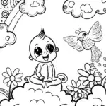 Baby’s Adventure in the Cloud Kingdom Coloring Page
