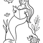Mermaid’s Magical Storytime Coloring Page