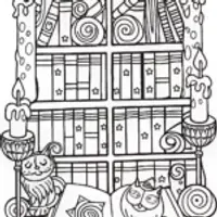 The Enchanted Library Coloring Page