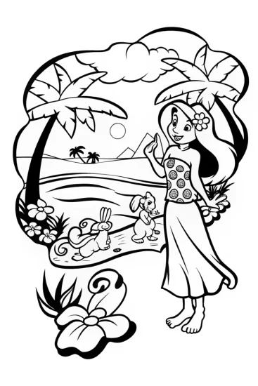 A coloring page of Jasmine’s Secret Oasis Adventure Coloring Page