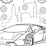Futuristic Lamborghini Mechanical Wonderland Coloring Page