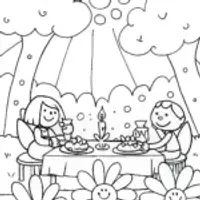Fairy Picnic in the Enchanted Meadow Coloring Page