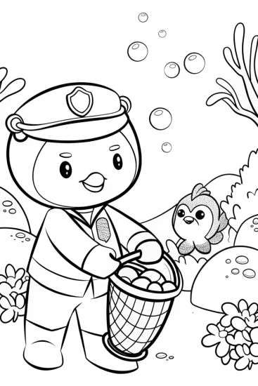 A coloring page of Octonauts Seaside Cleanup Coloring Page