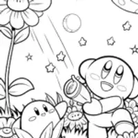 Kirby in the cosmic flower patch