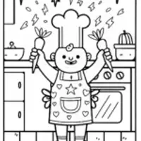 Lightning Chef’s Whimsical Kitchen Coloring Page