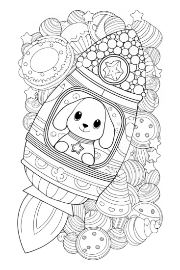 A coloring page of Cinnamoroll’s Galactic Adventure Coloring Page