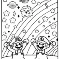 Mario and Luigi’s Galactic Dance Party Coloring Page