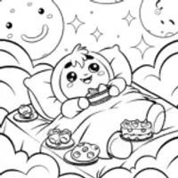 Pompompurin’s Dreamy Starry Night Coloring Page