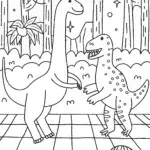 Dino Dino Dancing Party Coloring Page
