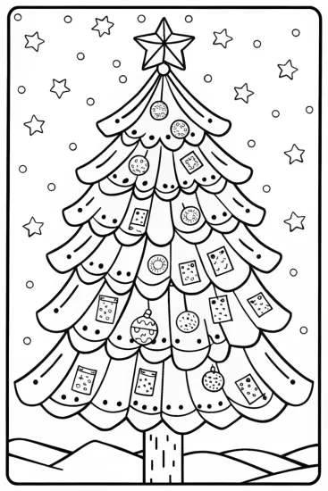 A coloring page of The Christmas Wishes Tree Coloring Page