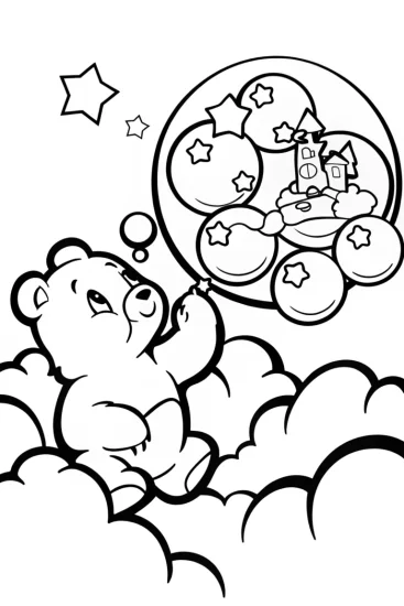 A coloring page of Care Bears’ Magical Bubble Adventure Coloring Page