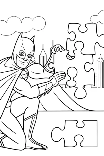 A coloring page of Batman and the Puzzle of Possibilities Coloring Page