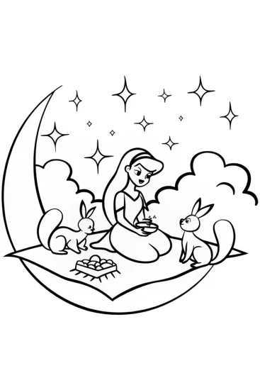 A coloring page of Jasmine’s Starry Soiree Coloring Page