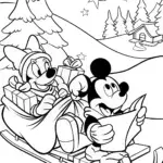 Mickey Mouse and Minnie Sleigh Ride Coloring Page