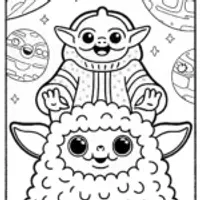 Baby Yoda’s Space Safari Coloring Page
