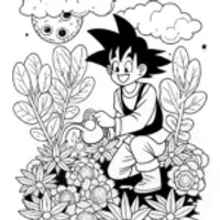 Goku’s Galactic Gardening Coloring Page
