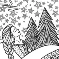 Elsa’s Enchanted Starry Night Coloring Page
