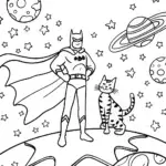 Batman and the Cosmic Cat Coloring Page