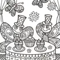 Butterfly Tea Party Coloring Page