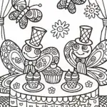 Butterfly Tea Party Coloring Page