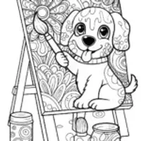 Puppy Artistry Coloring Page