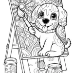Puppy Artistry Coloring Page