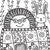 Whimsical Hedgehog and Friends Coloring Page