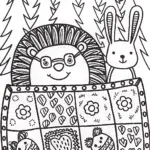 Whimsical Hedgehog and Friends Coloring Page