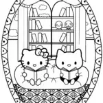 Hello Kitty’s Cozy Book Nook Coloring Page