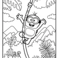 Minion’s Jungle Expedition Coloring Page