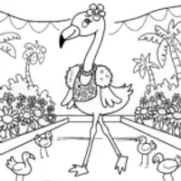 Flamingo runway spectacle coloring page