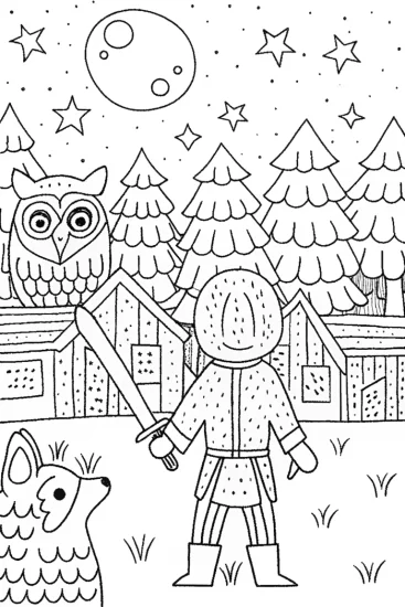 A coloring page of Demon Slayer Guardian Spirits Coloring Page