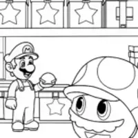 Mario and Toad’s Item Shop Coloring Page
