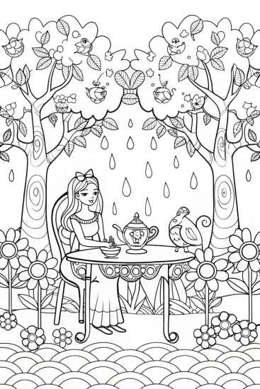 A coloring page of Jasmine’s Dreamy Tea Blossom Coloring Page