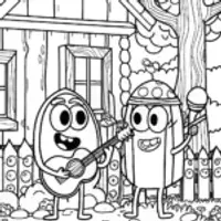 Bluey and Bingo’s Creative Instrument Jam Coloring Page
