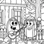 Bluey and Bingo’s Creative Instrument Jam Coloring Page