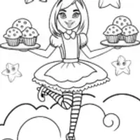 Alice’s Floating Feast Coloring Page