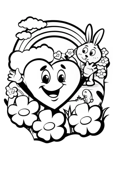 A coloring page of Heartfelt Adventures in the Garden Coloring Page