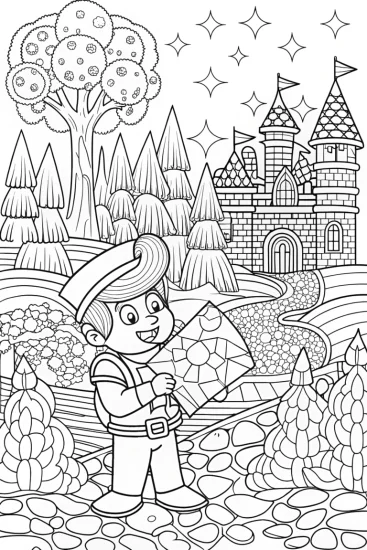 A coloring page of Luigi’s Treasure Map Adventure Coloring Page