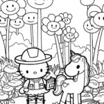 Hello Kitty’s Enchanted Forest Adventure Coloring Page