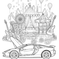 Lamborghini at the Music Festival Coloring Page