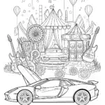 Lamborghini at the Music Festival Coloring Page