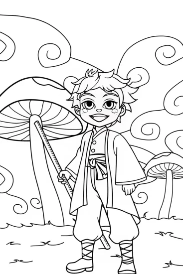 A coloring page of Demon Slayer and Shadow Demon Coloring Page