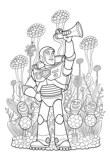 A coloring page of Buzz Lightyear’s Galactic Sports Day Coloring Page