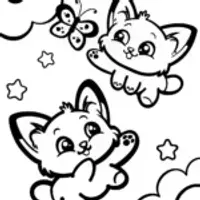 Cuddly Cloud Kittens Coloring Page