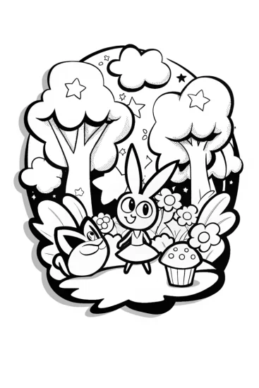 A coloring page of Cupcake Chic’s Magical Forest Adventure Coloring Page