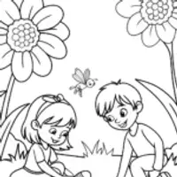 Easter Egg Hunt in the Enchanted Garden Coloring Page