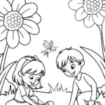 Easter Egg Hunt in the Enchanted Garden Coloring Page