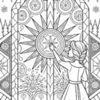 Elsa and the Enchanted Ice Mirror Coloring Page