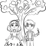 Guardians of the Harmony Tree Coloring Page